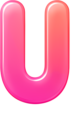 letter U pink gradient 3D effect rounded shape graphic design Letters English letters colorful gradient