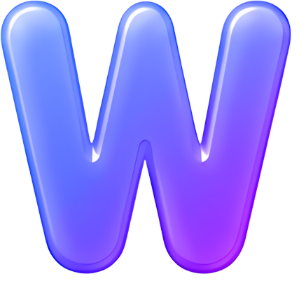 letter W gradient color purple blue glow effect Letters English letters colorful gradient