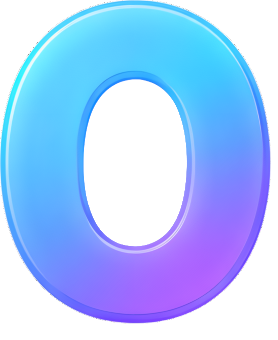 number zero gradient color blue purple circular 3D effect Numbers color gradient 