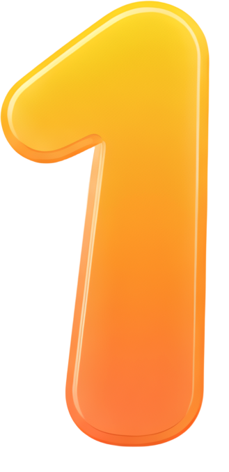 number one orange-yellow gradient 3D effect cartoon style simple design Numbers color gradient 1