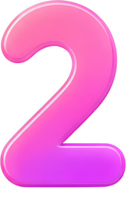 number 2 pink gradient 3D effect smooth texture black background Numbers color gradient 2