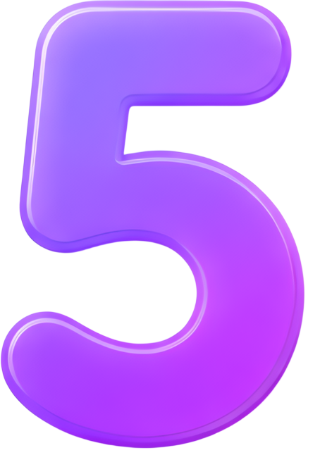 number five purple gradient 3D effect smooth texture black background Numbers color gradient 5
