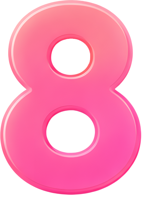 number 8 pink 3D effect circular holes graphic design Numbers color gradient 8