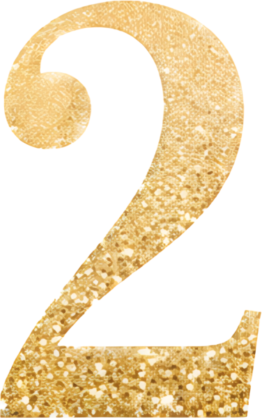 gold number 2 glitter decorative artistic font number 2