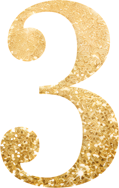 gold number three sparkle typography 3