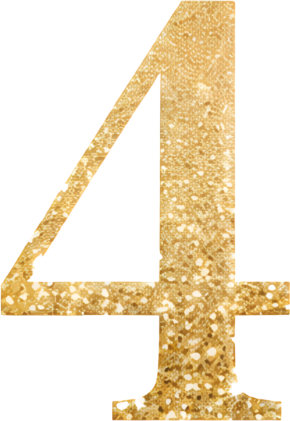 number four golden font sparkle effect black background artistic design number 4