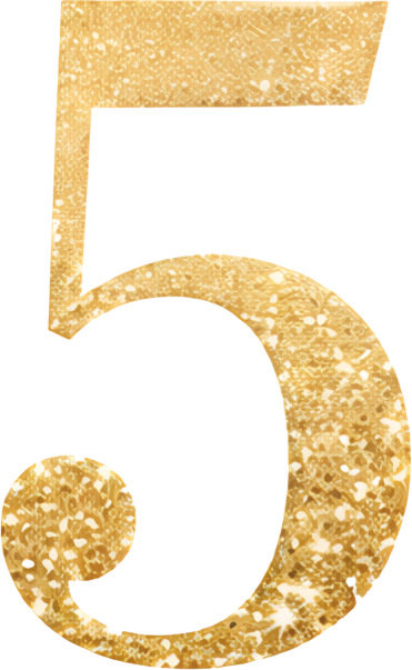 gold number 5 sparkle decorative artistic font number 5
