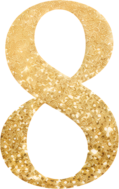 gold number 8 sparkle decoration art number 8