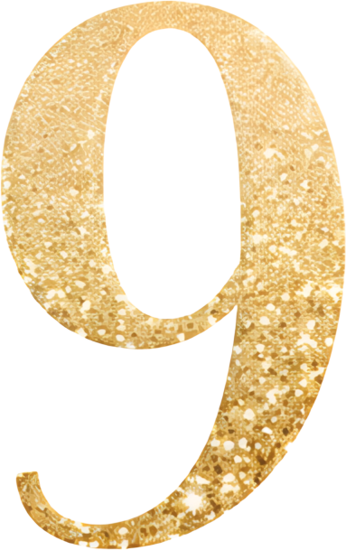 gold number 9 sparkle decorative artistic font number 9