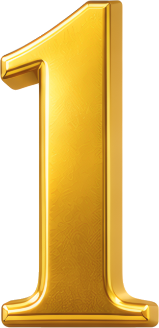 golden number one 3D glossy trophy competition Sports gold three-dimensional metallic numeral 1