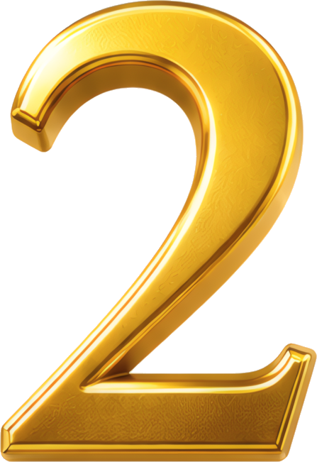 golden number 3D glossy typography gold three-dimensional metallic numeral 2
