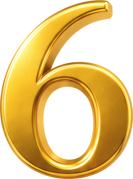golden number six 3D glossy metallic Modern Design Patterns Patterns gold three-dimensional numeral 6