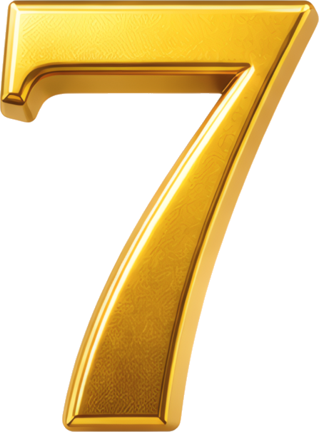 golden number seven 3D text metallic texture glossy Modern Design Patterns Patterns gold three-dimensional metallic numeral 7
