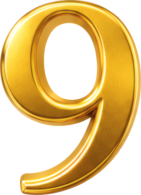 golden number nine 3D glossy metallic Modern Design Patterns Patterns gold three-dimensional numeral 9