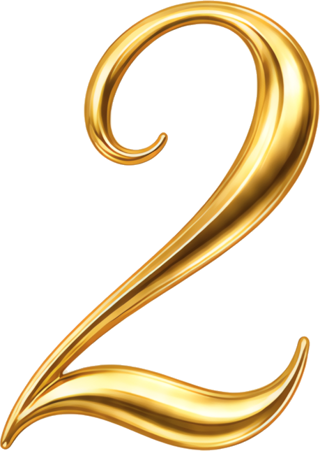 gold number artistic decorative elegant numbers metal three-dimensional 2