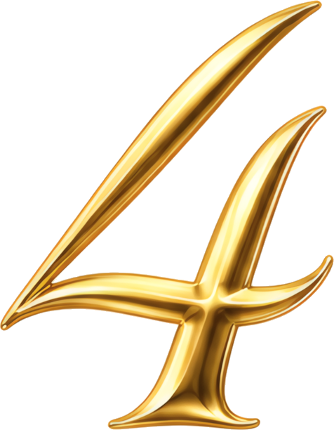 gold number four 3D glossy numbers metal three-dimensional 4