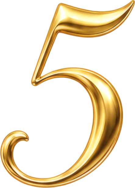 golden number five artistic font 3D effect gold numbers metal three-dimensional 5