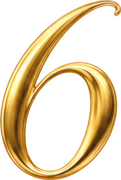 golden number six 3D glossy artistic font gold numbers metal three-dimensional 6