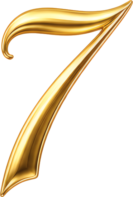 golden number seven artistic font metallic texture highlight effect Modern Design Patterns Patterns gold numbers metal three-dimensional 7
