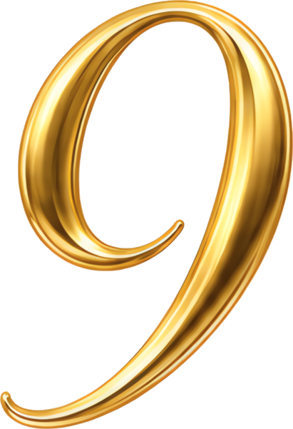 gold numero 9 artistic font metallic texture elegant curve Modern Design Patterns Patterns numbers metal three-dimensional 9