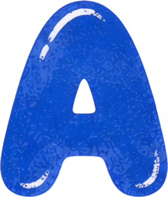 blue letter A 3D glossy icon Art & Design Alphabet English letters watercolor hand-drawn
