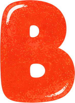 orange letter B cartoon style 3D effect glossy texture Alphabet English letters watercolor hand-drawn