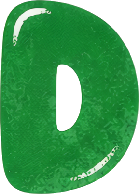 green jade smooth circular shiny Alphabet English letters watercolor hand-drawn D