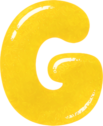 yellow letter G circular smooth cartoon Alphabet English letters watercolor hand-drawn