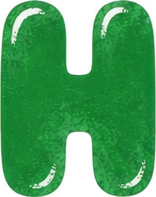 green letter H 3D effect glossy finish cartoon style Alphabet English letters watercolor hand-drawn