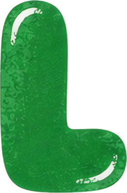 green letter L 3D effect glossy texture cartoon style Alphabet English letters watercolor hand-drawn