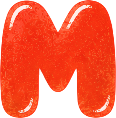 orange letter M cartoon style 3D effect glossy texture Alphabet English letters watercolor hand-drawn