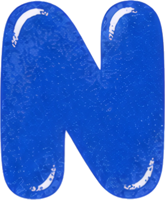blue letter N 3D effect glossy texture children's education Alphabet English letters watercolor hand-drawn