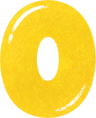 yellow circular zero smooth glossy Alphabet English letters watercolor hand-drawn O