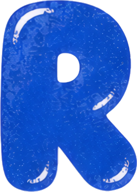blue letter R balloon shape cartoon style smooth texture Alphabet English letters watercolor hand-drawn