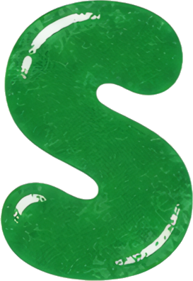 green S-shape letter S smooth texture cartoon style Alphabet English letters watercolor hand-drawn