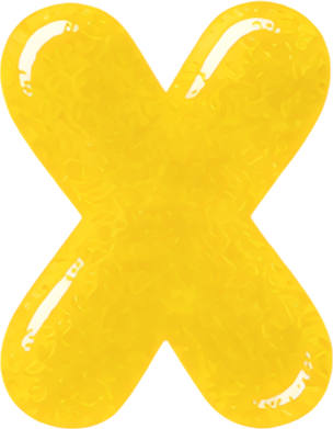 yellow X-shaped symbol graphic icon Alphabet English letters watercolor hand-drawn