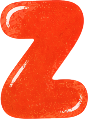 orange letter Z 3D effect glossy texture cartoon style Alphabet English letters watercolor hand-drawn