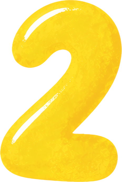 number yellow cartoon 3D glossy numbers hand-drawn watercolor 2