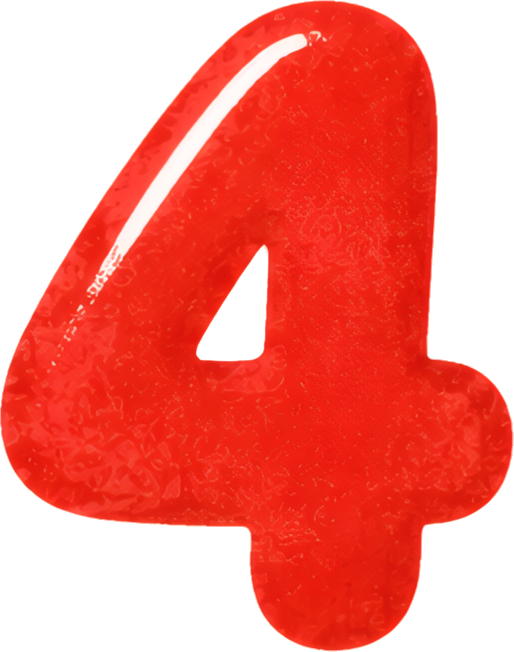 red number four cartoon 3D numbers hand-drawn watercolor 4