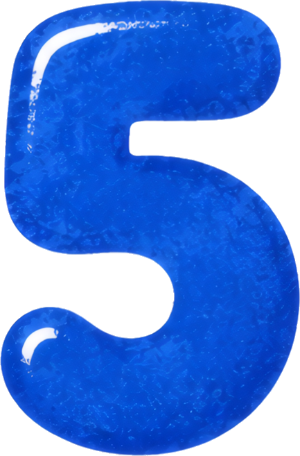 blue number five cartoon glossy numbers hand-drawn watercolor 5