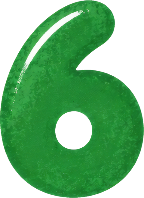 green number six cartoon shiny numbers hand-drawn watercolor 6