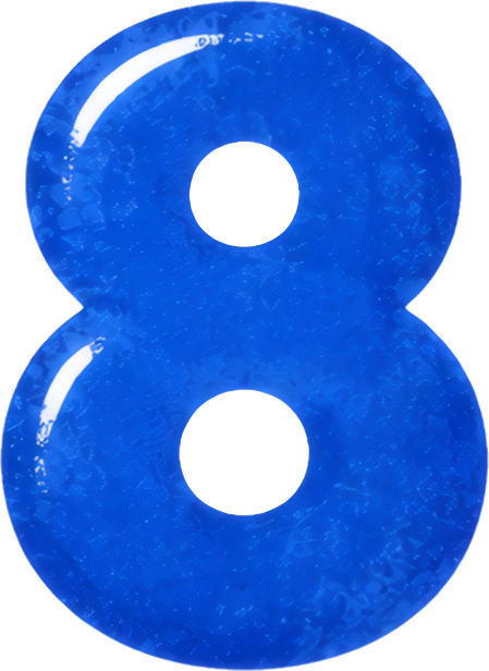 blue number eight circular smooth numbers hand-drawn watercolor 8