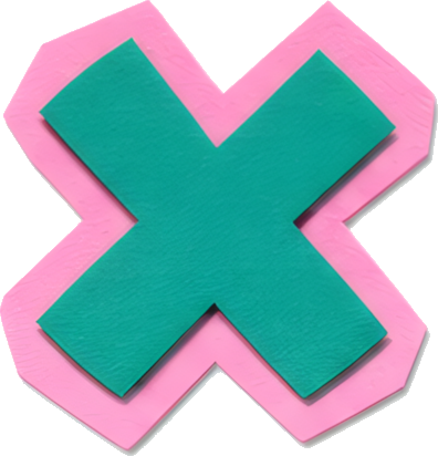 cross mark green pink border graphic symbol error indicator colorful paper-cutting symbols mathematical symbols