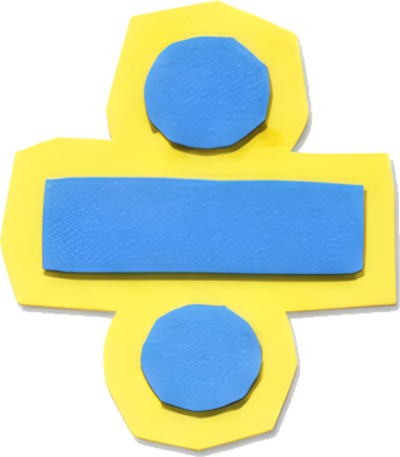 division sign mathematical symbol yellow border blue fill educational icon colorful paper-cutting symbols mathematical symbols