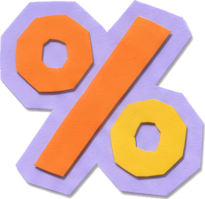 percent sign orange yellow graphic symbol colorful paper-cutting symbols mathematical symbols