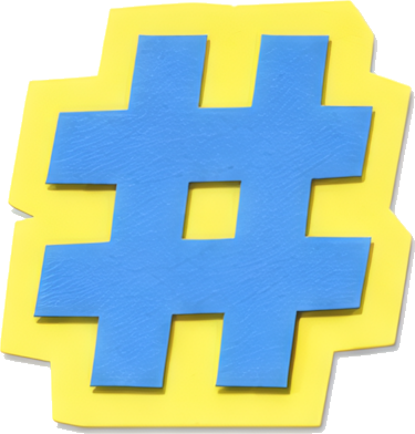 hashtag symbol blue yellow border pixel art colorful paper-cutting symbols mathematical symbols