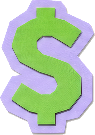 dollar sign green purple border cartoon style financial icon colorful paper-cutting symbols mathematical symbols