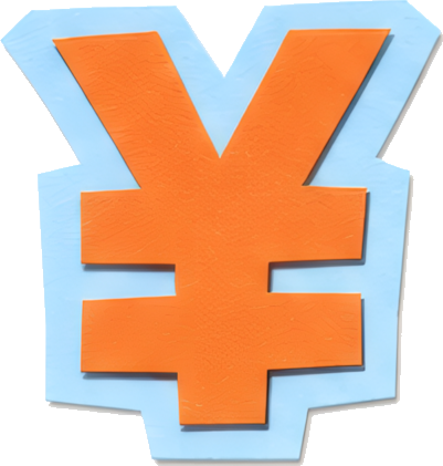 yuan symbol orange icon blue border currency sign financial symbol colorful paper-cutting symbols mathematical symbols