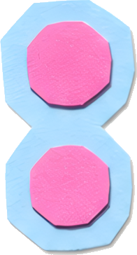pink circle light blue border two-circle structure symmetrical design geometric shape colorful paper-cutting symbols mathematical symbols :