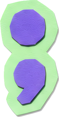 purple green comma shape symbol colorful paper-cutting symbols mathematical symbols semicolon